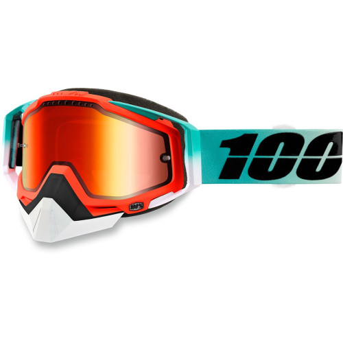 ОЧКИ (МАСКА) 100% (26012377) оранжевый красный RC SNOW CB/M RACECRAFT /TEAL SNOW W/ MIRROR