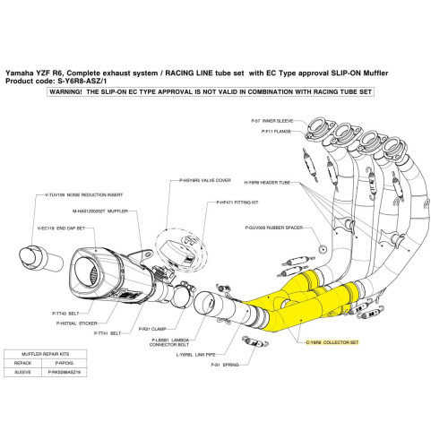 глушитель AKRAPOVIC (18120284) YZ-F R6 титан COLLECTOR SS - 09 COLLECTOR