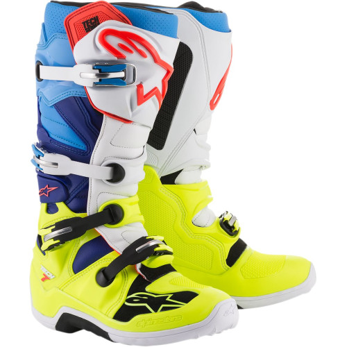 МОТОБОТЫ Alpinestars (34101846) внедорожное жёлтый белый синий T7 FL///CY 12 TECH 7 ///CYAN 12