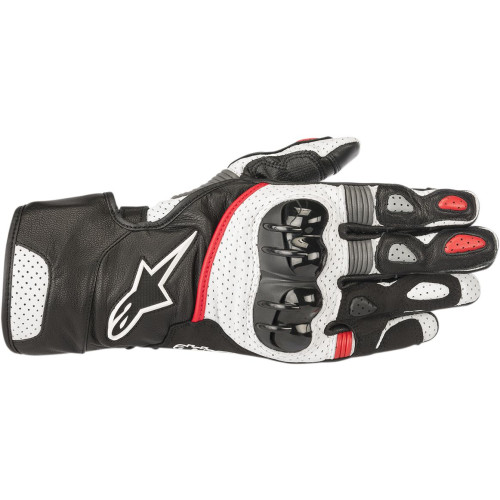 ПЕРЧАТКИ Alpinestars (33013281) средний чёрный белый длинный красный SP-2 V2 BWR M SP-2 V2 PERFORMANCE LEATHER //