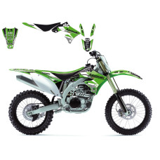НАКЛЕЙКИ + ЧЕХОЛ СИДУШКИ Blackbird Racing (43024296) KX-F 450 чёрный зелёный белый набор(комплект) DREAM 3 GRAPHIC + //