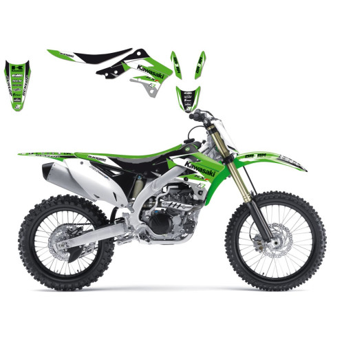 НАКЛЕЙКИ + ЧЕХОЛ СИДУШКИ Blackbird Racing (43024298) KX-F 450 чёрный зелёный белый набор(комплект) DREAM 3 GRAPHIC + //