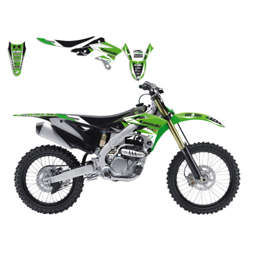 НАКЛЕЙКИ + ЧЕХОЛ СИДУШКИ Blackbird Racing (43024300) KX-F 250 чёрный зелёный белый набор(комплект) DREAM 3 GRAPHIC + //