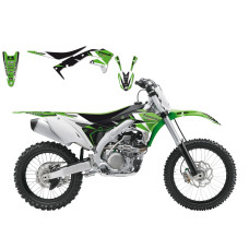 НАКЛЕЙКИ + ЧЕХОЛ СИДУШКИ Blackbird Racing (43024639) KX-F 450 чёрный зелёный белый набор(комплект) DREAM 3 GRAPHIC + //