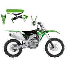 НАКЛЕЙКИ + ЧЕХОЛ СИДУШКИ Blackbird Racing (43025046) KX-F 250 чёрный зелёный белый набор(комплект) DREAM 3 GRAPHIC + //