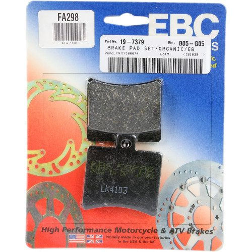 ТОРМОЗНЫЕ КОЛОДКИ Ebc (17100074) ORGANIC FA298 FA SERIES ORGANIC