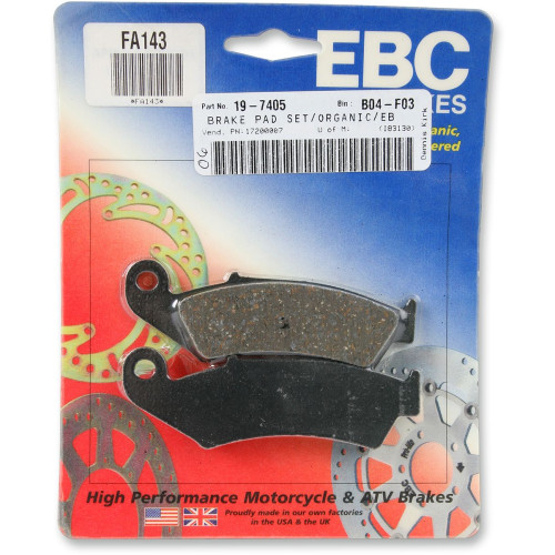 ТОРМОЗНЫЕ КОЛОДКИ Ebc (17200007) ORGANIC FA143 FA SERIES ORGANIC
