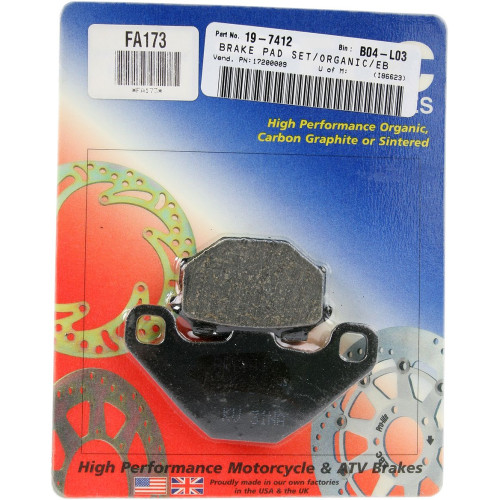 ТОРМОЗНЫЕ КОЛОДКИ Ebc (17200009) ORGANIC FA173 FA SERIES ORGANIC