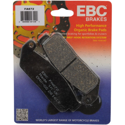 ТОРМОЗНЫЕ КОЛОДКИ Ebc (17200575) ORGANIC FA SERIES ORGANIC