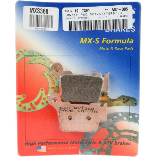 ТОРМОЗНЫЕ КОЛОДКИ Ebc (17210191) SINT MXS368 MXS-SERIES SINTERED METAL