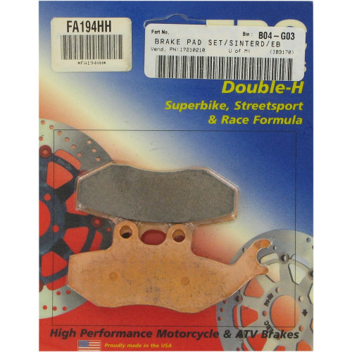 ТОРМОЗНЫЕ КОЛОДКИ Ebc (17210210) SINT FA194HH FA-HH SERIES SINTERED METAL
