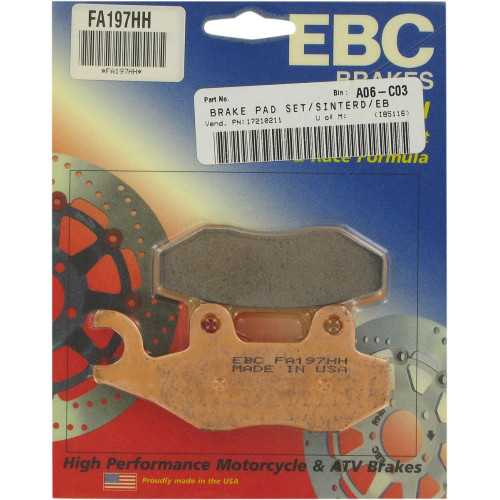 ТОРМОЗНЫЕ КОЛОДКИ Ebc (17210211) SINT FA197HH FA-HH SERIES SINTERED METAL