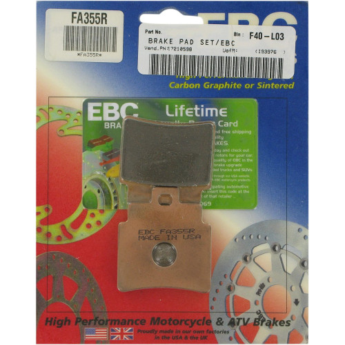 ТОРМОЗНЫЕ КОЛОДКИ Ebc (17210598) S FA355R FA-R SERIES SINTERED METAL