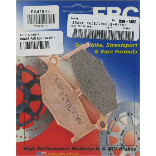 ТОРМОЗНЫЕ КОЛОДКИ Ebc (17210647) FA419HH FA-HH SERIES SINTERED METAL