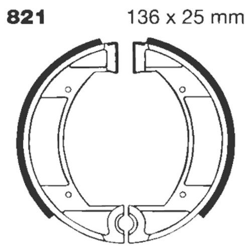ТОРМОЗНЫЕ КОЛОДКИ (БАШМАК) БАРАБАННОГО ТИПА Ebc (17230306) - PE 821G WATER GROOVED SERIES ORGANIC