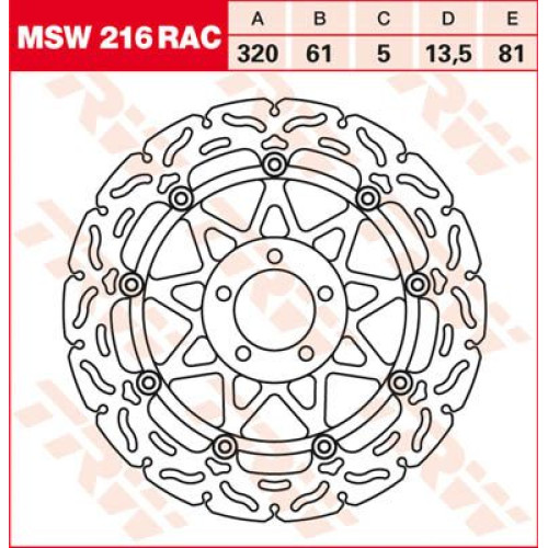 ТОРМОЗНОЙ ДИСК TRW (17100928) плавающий диск MSW216RAC RAC-DESIGN