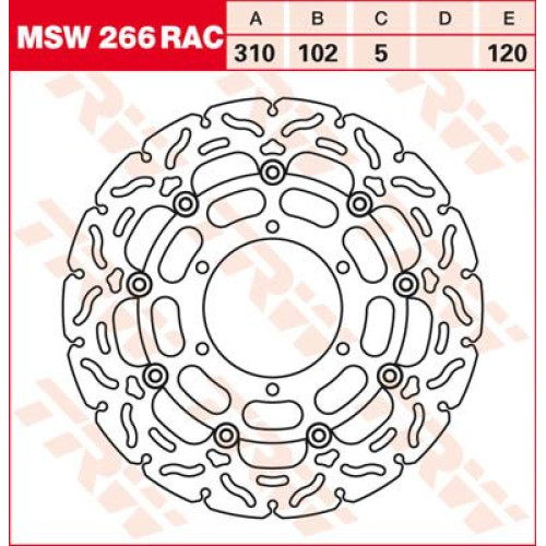 ТОРМОЗНОЙ ДИСК TRW (17100965) плавающий диск MSW266RAC RAC-DESIGN