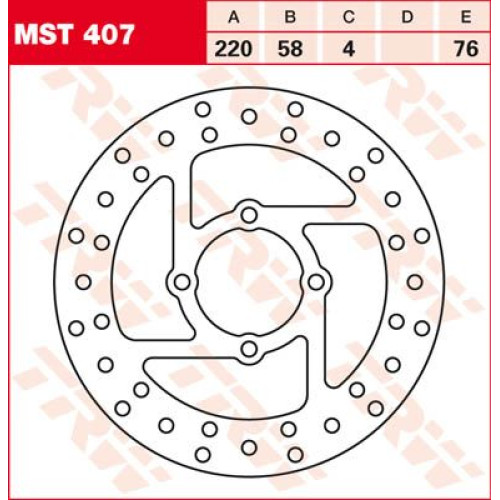 ТОРМОЗНОЙ ДИСК TRW (17101021) зад MST407 ROUND FIXED 220