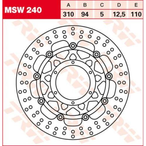 ТОРМОЗНОЙ ДИСК TRW (17101300) плавающий диск MSW240 -DESIGN
