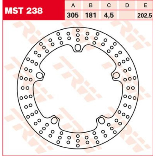 ТОРМОЗНОЙ ДИСК TRW (17102371) перёд MST238 ROUND FIXED 305