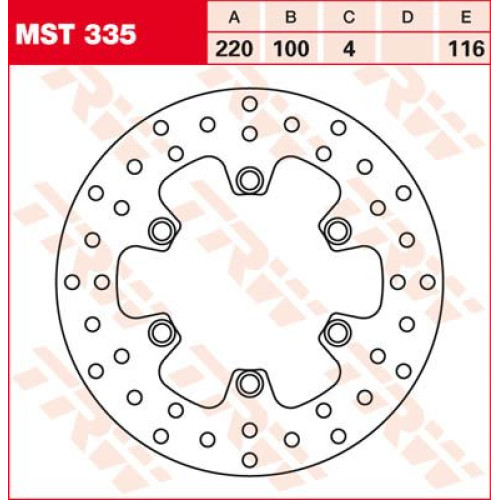 ТОРМОЗНОЙ ДИСК TRW (17110747) зад MST335 ROUND FIXED 220