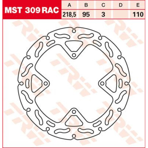 ТОРМОЗНОЙ ДИСК TRW (17110750) плавающий диск MST309RAC NON- RAC-DESIGN