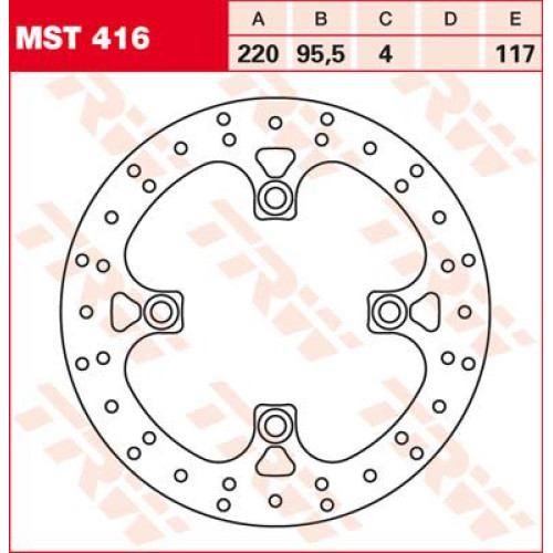 ТОРМОЗНОЙ ДИСК TRW (17110829) перёд MST416 ROUND FIXED 220