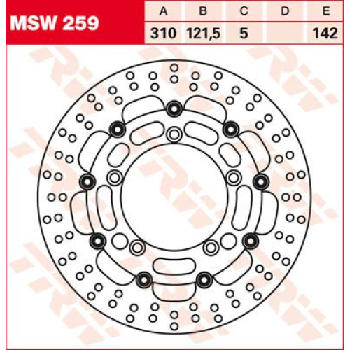 ТОРМОЗНОЙ ДИСК TRW (17110839) плавающий диск FL MSW259 -DESIGN