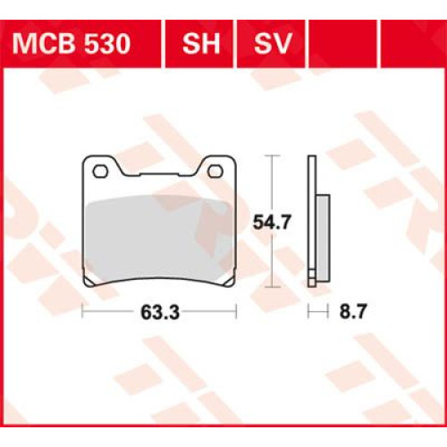 ТОРМОЗНЫЕ КОЛОДКИ TRW (17211020) SV дорожное MCB530SV SINTER PERFORMANCE