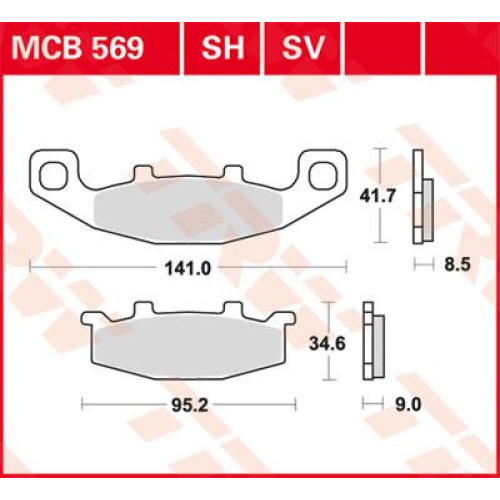 ТОРМОЗНЫЕ КОЛОДКИ TRW (17211036) SV дорожное MCB569SV SINTER PERFORMANCE