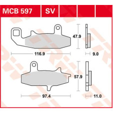 ТОРМОЗНЫЕ КОЛОДКИ TRW (17211054) SV дорожное MCB597SV SINTER PERFORMANCE