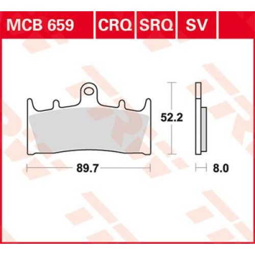 ТОРМОЗНЫЕ КОЛОДКИ TRW (17211084) SV дорожное MCB659SV SINTER PERFORMANCE