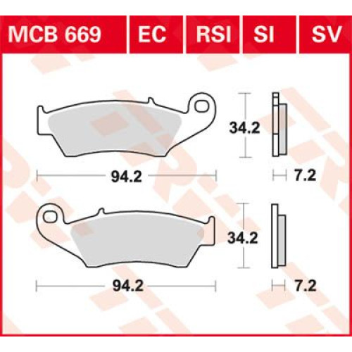 ТОРМОЗНЫЕ КОЛОДКИ TRW (17211096) SV дорожное MCB669SV SINTER PERFORMANCE