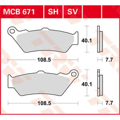ТОРМОЗНЫЕ КОЛОДКИ TRW (17211098) SV дорожное MCB671SV SINTER PERFORMANCE