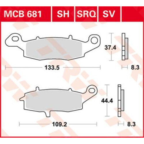 ТОРМОЗНЫЕ КОЛОДКИ TRW (17211107) MCB681SRQ SRQ SINTER TRACK
