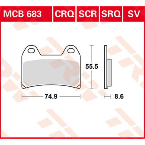 ТОРМОЗНЫЕ КОЛОДКИ TRW (17211111) карбон MCB683CRQ CRQ HYPER- RACING