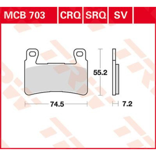 ТОРМОЗНЫЕ КОЛОДКИ TRW (17211122) MCB703SRQ SRQ SINTER TRACK