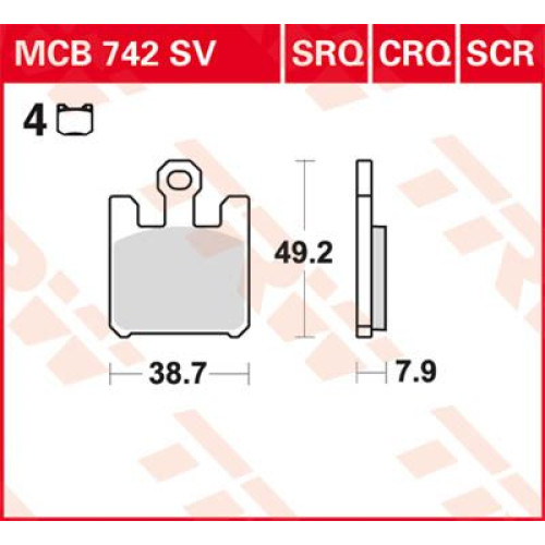 ТОРМОЗНЫЕ КОЛОДКИ TRW (17211144) SV дорожное MCB742SV SINTER PERFORMANCE ТОРМОЗНЫЕ КОЛОДКИ TRW (17211144) SV дорожное MCB742SV SINTER PERFORMANCE