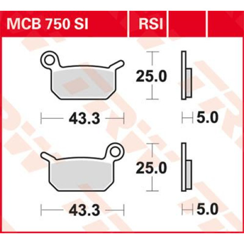 ТОРМОЗНЫЕ КОЛОДКИ TRW (17211148) внедорожное MCB750RSI RSI SINTER PERFORMANCE