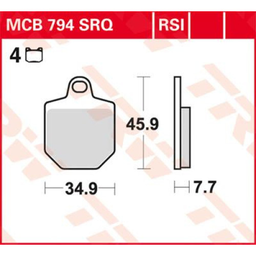 ТОРМОЗНЫЕ КОЛОДКИ TRW (17211188) внедорожное MCB794RSI RSI SINTER PERFORMANCE