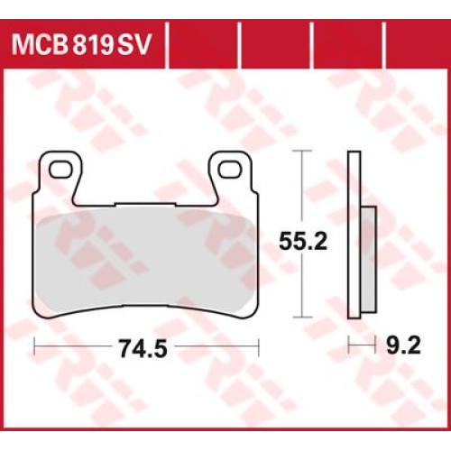 ТОРМОЗНЫЕ КОЛОДКИ TRW (17211293) SV дорожное MCB819SV SINTER PERFORMANCE