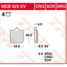 ТОРМОЗНЫЕ КОЛОДКИ TRW (17211320) MCB829SRQ SRQ SINTER TRACK