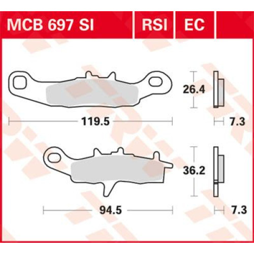 ТОРМОЗНЫЕ КОЛОДКИ TRW (17211323) внедорожное MCB697RSI RSI SINTER PERFORMANCE