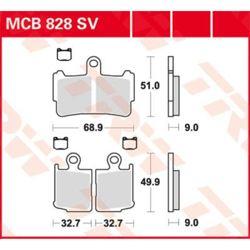 ТОРМОЗНЫЕ КОЛОДКИ TRW (17211464) SV дорожное MCB828SV SINTER PERFORMANCE
