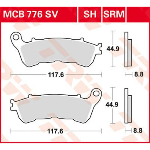 ТОРМОЗНЫЕ КОЛОДКИ TRW (17212042) 125 SINTER + SRM SINTER >125