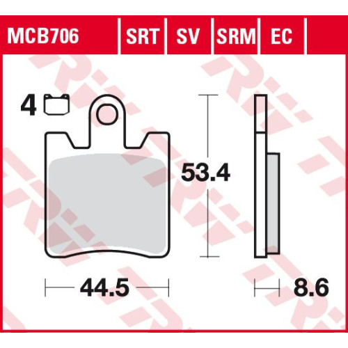ТОРМОЗНЫЕ КОЛОДКИ TRW (17212580) дорожное S SINTER TRACK SRT SINTERED / TRACK PADS