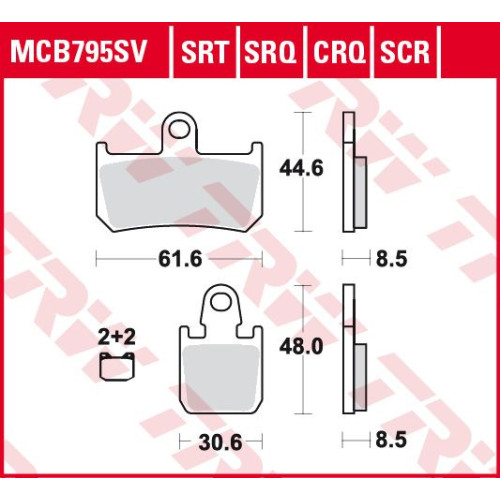ТОРМОЗНЫЕ КОЛОДКИ TRW (17212581) дорожное S SINTER TRACK SRT SINTERED / TRACK PADS