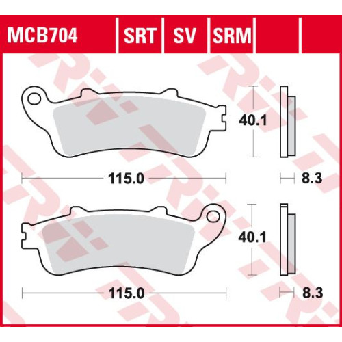 ТОРМОЗНЫЕ КОЛОДКИ TRW (17212582) дорожное S SINTER TRACK SRT SINTERED / TRACK PADS