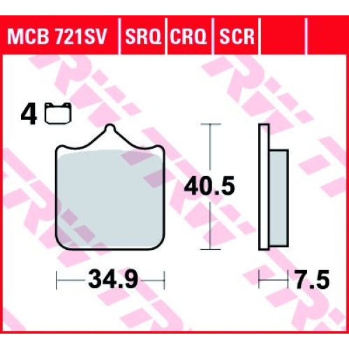 ТОРМОЗНЫЕ КОЛОДКИ TRW (17212583) дорожное S SINTER TRACK SRT SINTERED / TRACK PADS