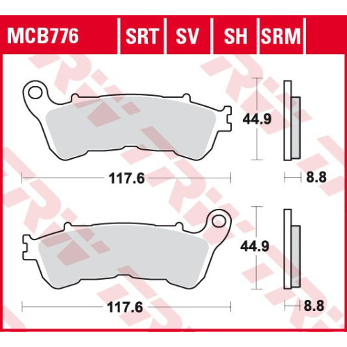 ТОРМОЗНЫЕ КОЛОДКИ TRW (17212585) дорожное S SINTER TRACK SRT SINTERED / TRACK PADS